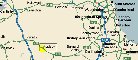 Map of North-East showing Appleby